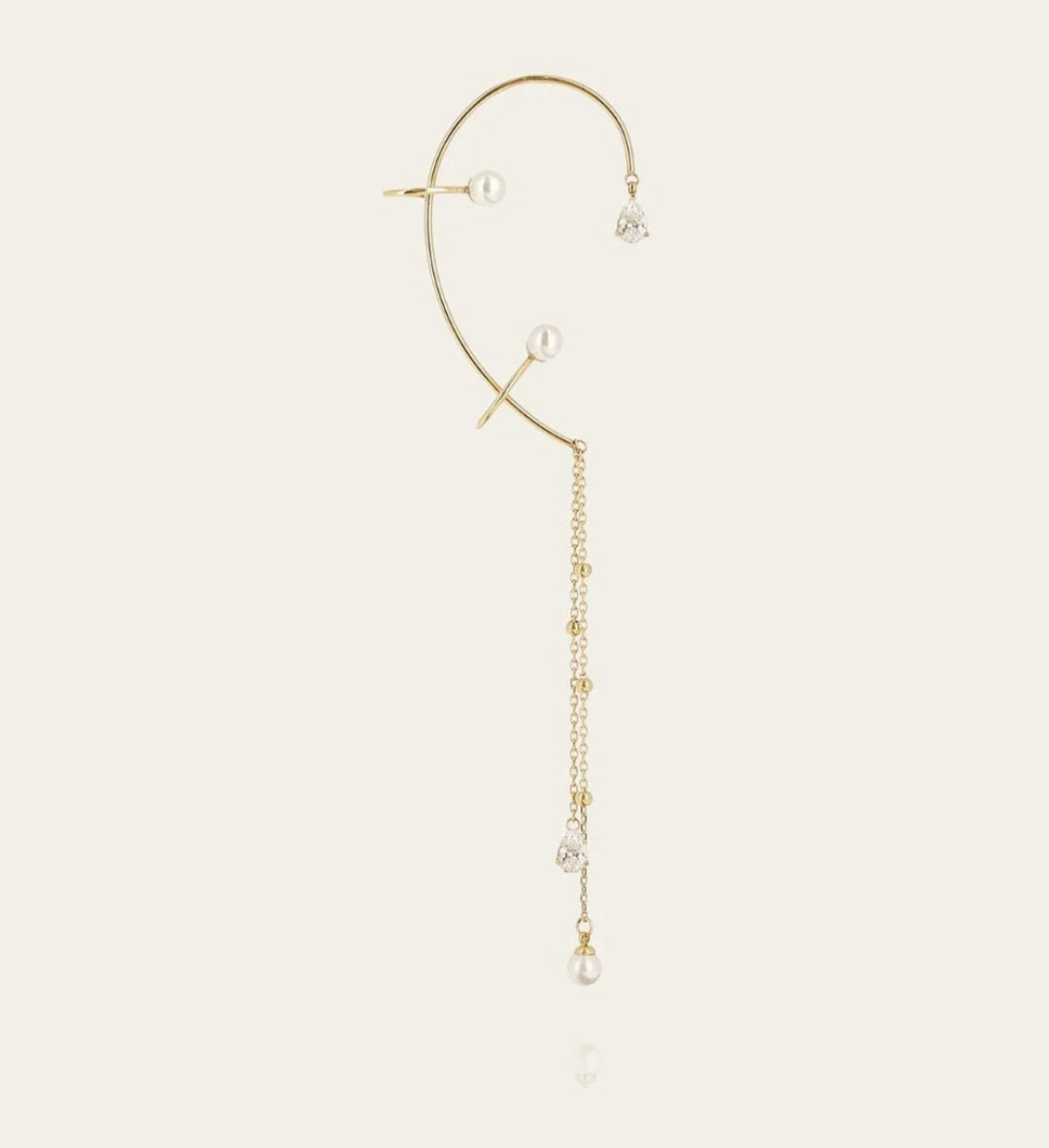 Orecchino singolo sinistro ZAG Bijoux con perle e zirconi dorato