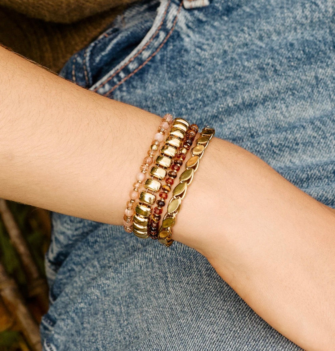 Bracciale a maglie ovali in acciaio dorato