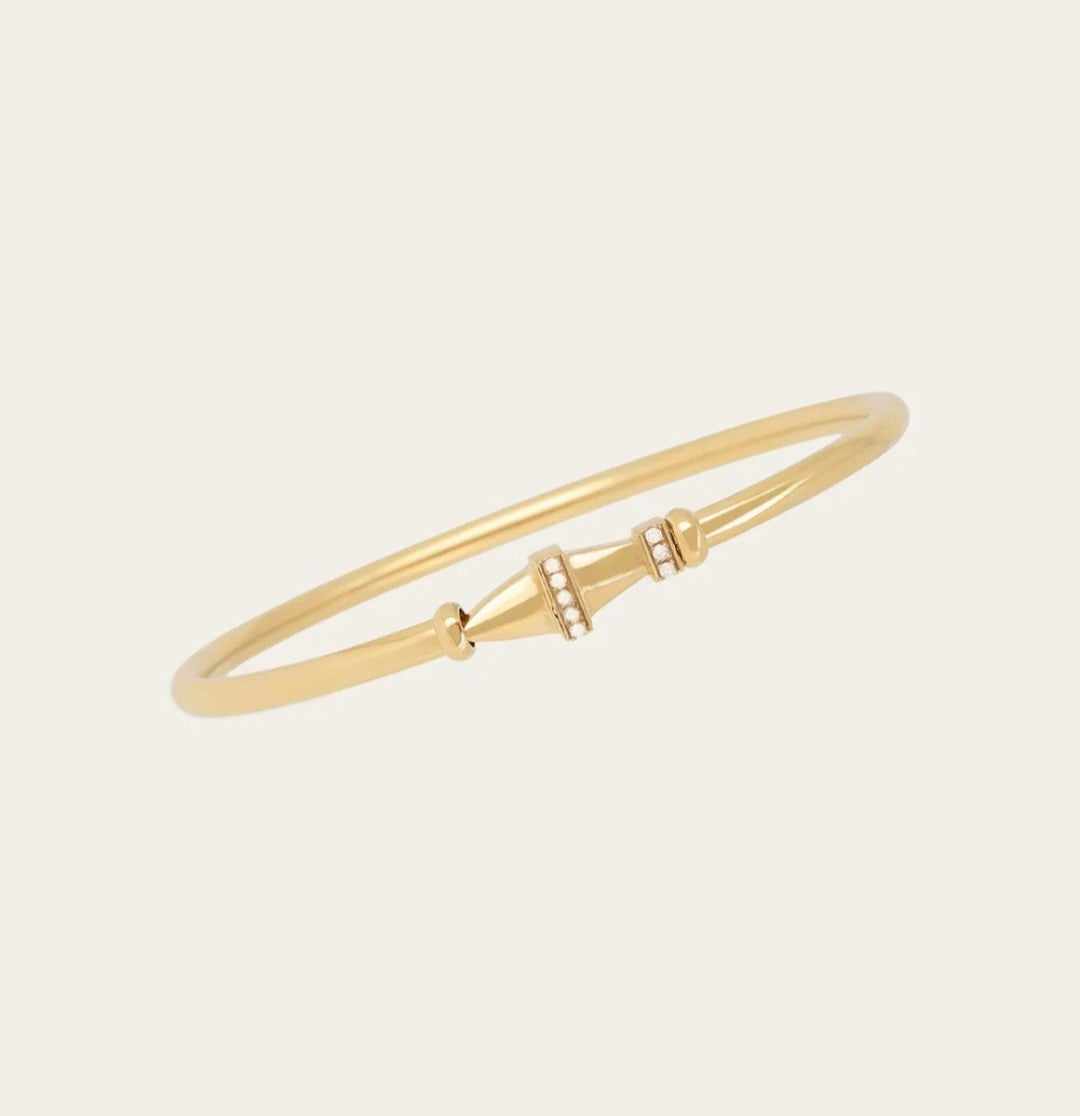 Bracciale rigido Losanga in acciaio dorato con zirconi