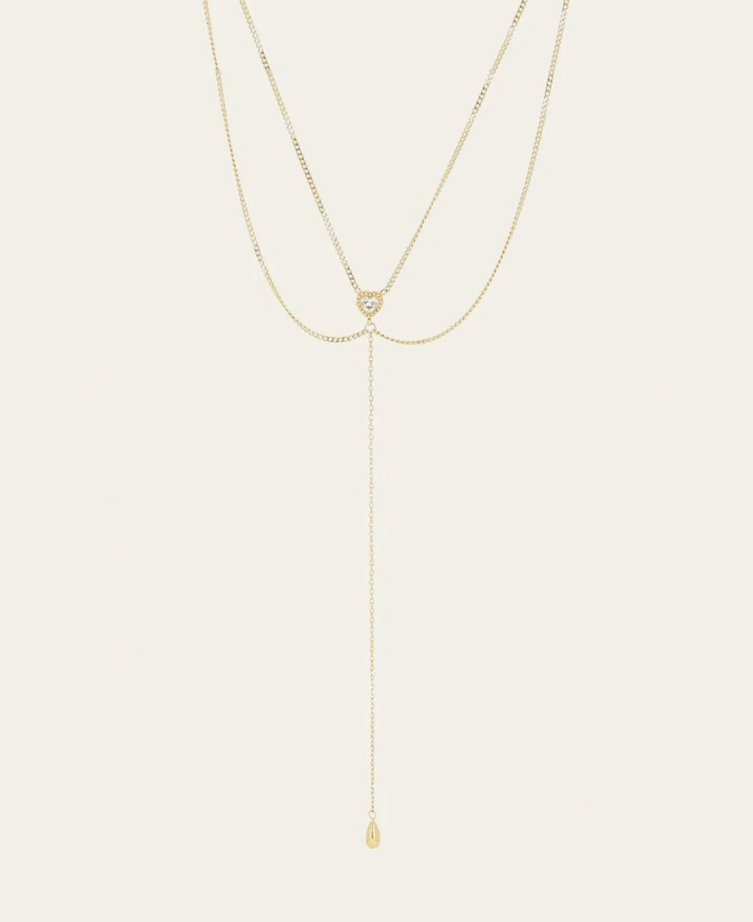 Collana doppio filo con cuore e goccia