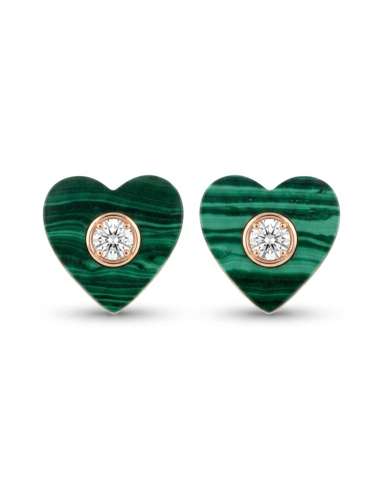 Orecchini Malachite heart